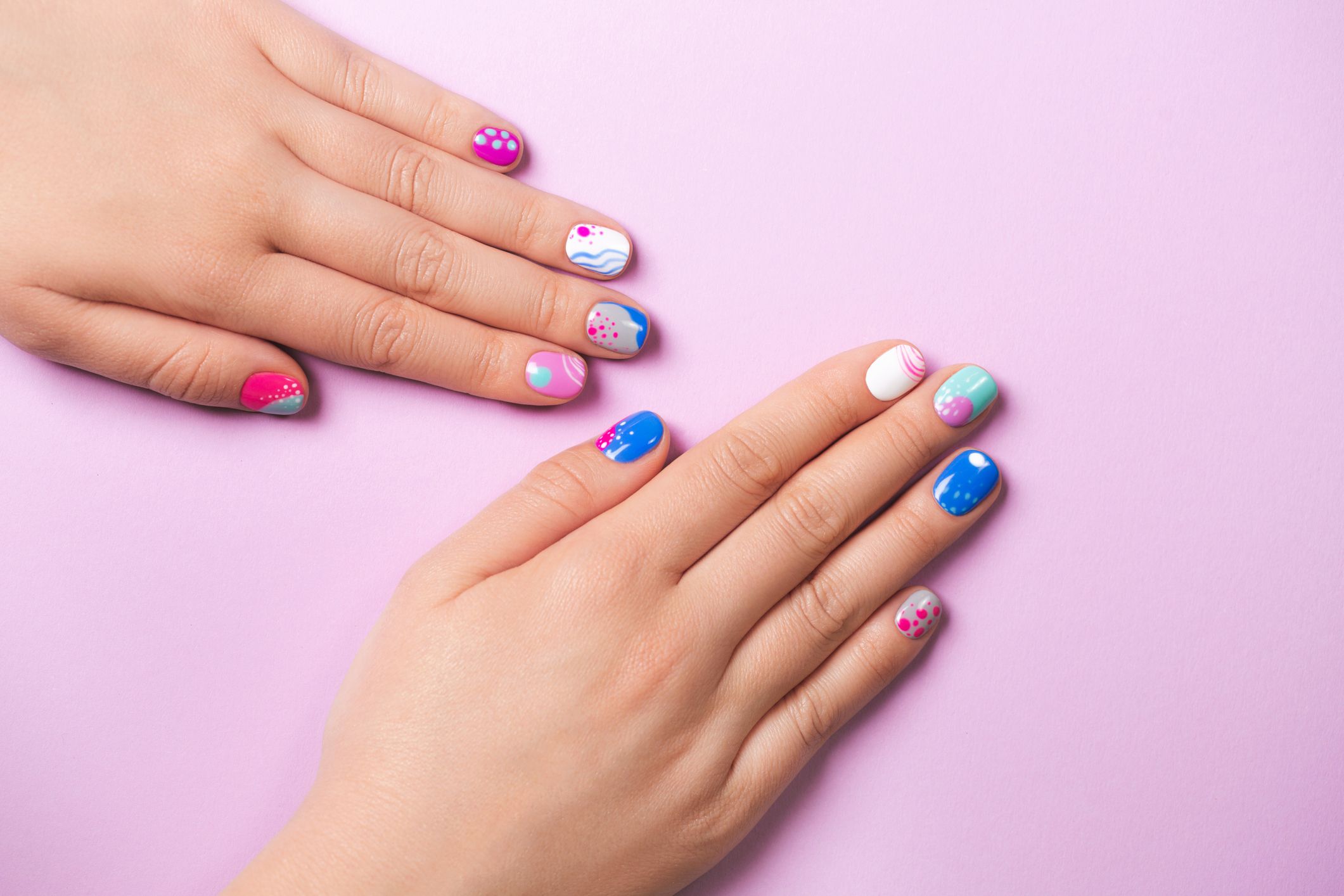 playful abstract summer manicure royalty free image